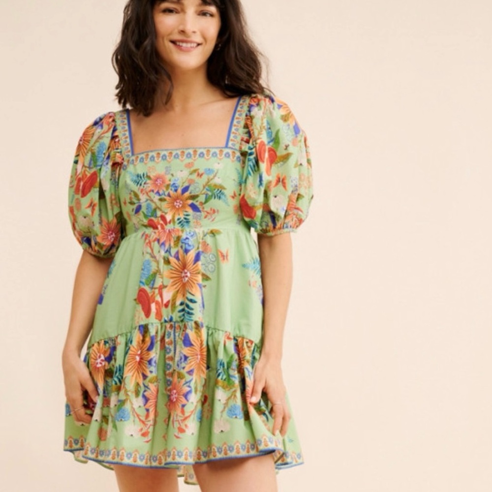 FARM Rio Floral Green Dress
